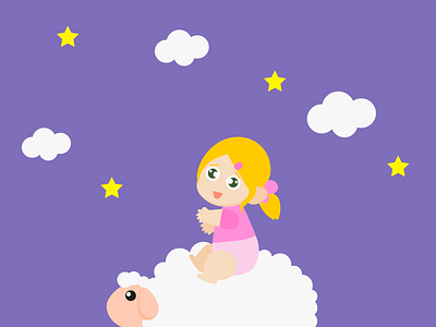 Child on the cloud children family vector art vector illustration