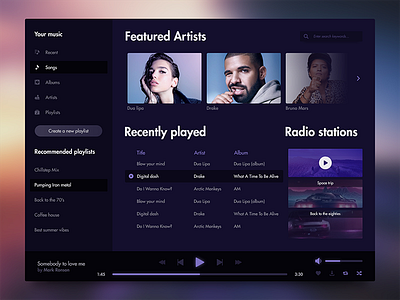 Daily UI #9 - music player