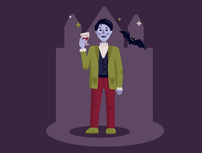 funny vampire bat flat halloween illustraion vampire vector