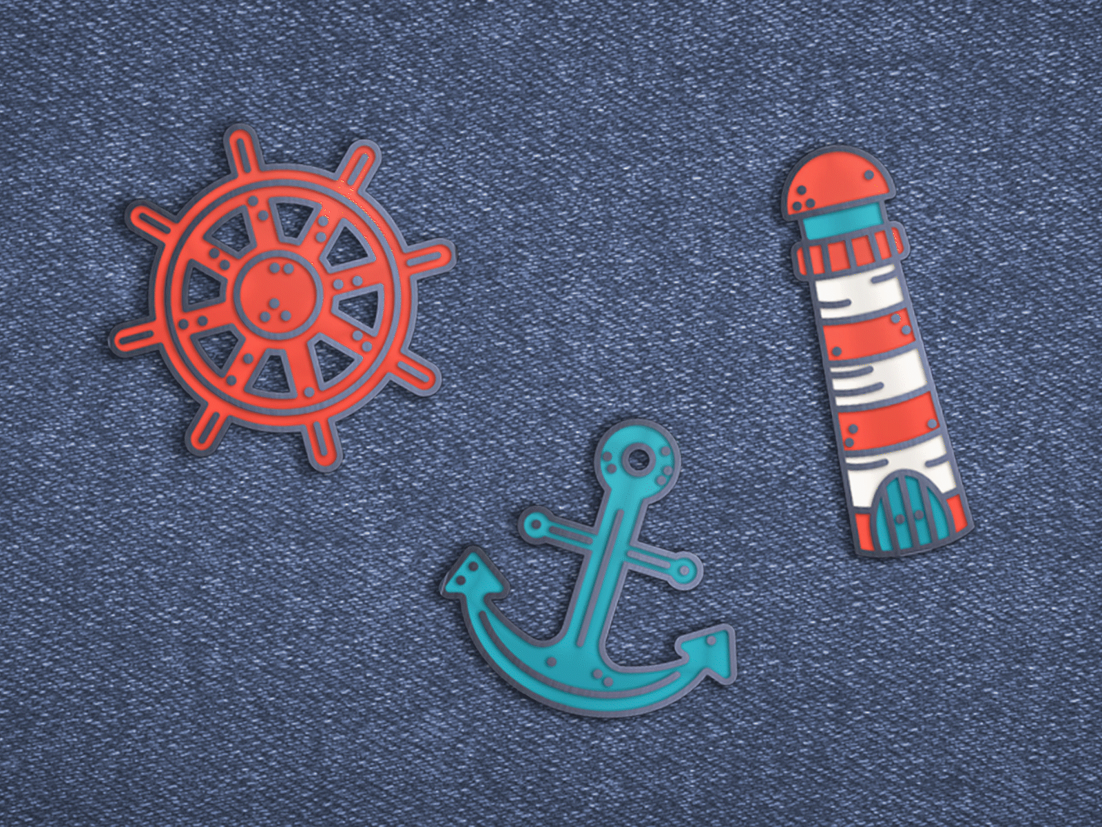 marine anchor art design illustraion jellyfish lighthouse pin pins sea steering wheel vector