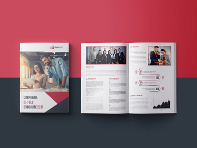 "CORPORATE BI-FOLD BROCHURE 2021" adobe indesign bi fold brochure bifold brochure brand identity branding brochure brochure design business brochure design color idea corporate brochure design design design idea