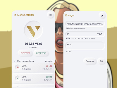 Neumorphic cryptocurrency wallet (Vsystems)