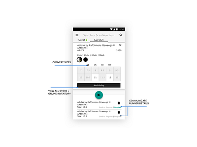 Product Card for Retail Runner App android app design documentation fashion flat retail ui ux