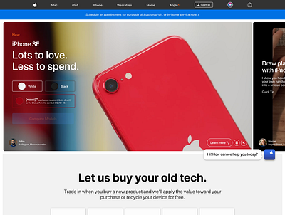 Apple.com Redesign with Live Chat, Interactive Demos commerce covid design flinto omnichannel retail ui ux