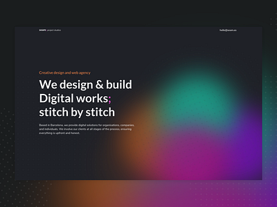 Seam Project Studios website blurred background blurry branding design green logo orange pink purple typography ui website