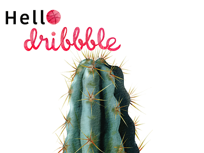 Hello Dribbble!! cactus cactus illustration green illustration lettering procreate watercolor