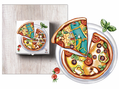 Design for pizza pack design illustration pizza