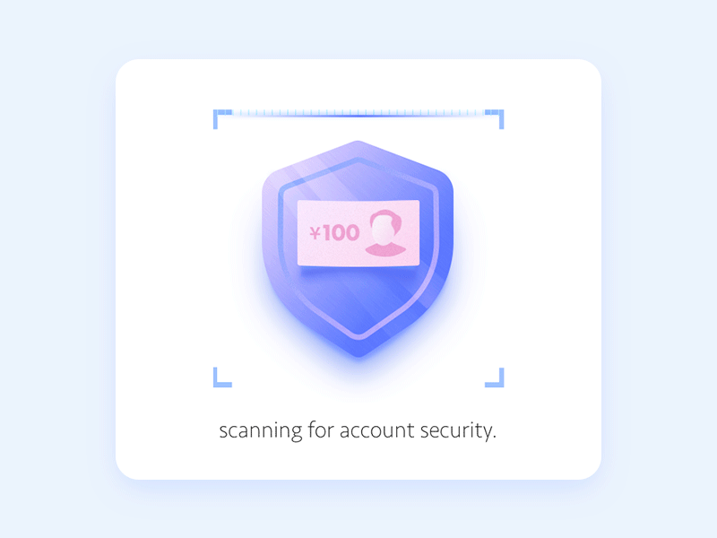 Security check / Scanning for account security account ai badge bank check finance financial light loan money scan security security check shield 人民币 安全 扫一扫 盾牌 金融