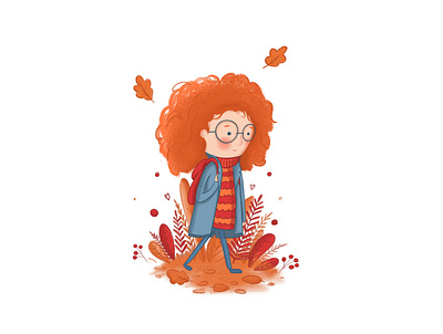 Elly's Autumn Mood autumn character characterdesign digital fall halloween illustration magicoctober orange