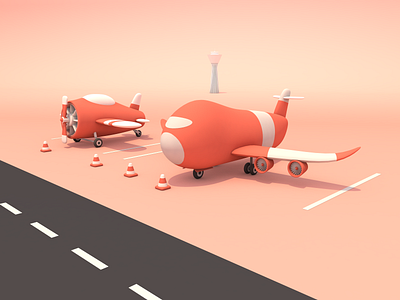 C4D-Airport airplane airport c4d cinema4d dalang plane