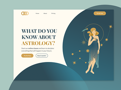 Daily UI #03 - Landing Page astrology dailyuichallenge design illustration landing landingpage minimal typography ui ux vector web webdesign