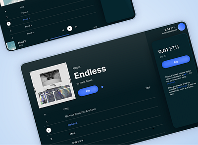 Lifted - an NFT platform for musicians and consumers app blue box shadow crypto design gradient minimal mobile modern music music app nft ui ux web app