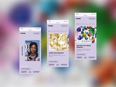 HOMER - A Redesign (Early Demo) abstract branding colorful design experimental fashion frank ocean homer jewellery minimal mobile music redesign ui video