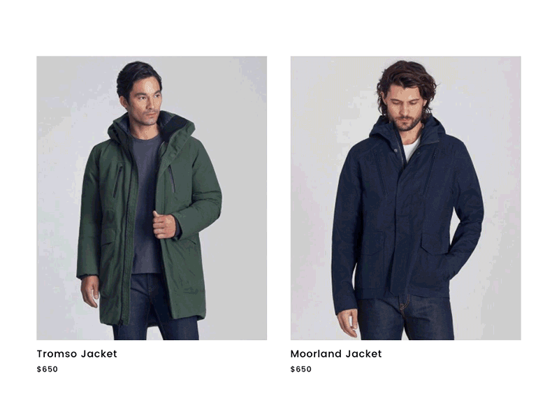 Hover reveal thumbnails animation hover typography minimal online store ecommerce