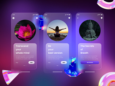 Meditation App - Onboarding figma glass effect glass morphism mobile app ui