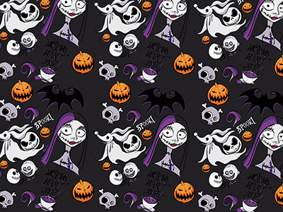 Spooky nightmare pattern character disney draw halloween handmade illustration nightmare pattern