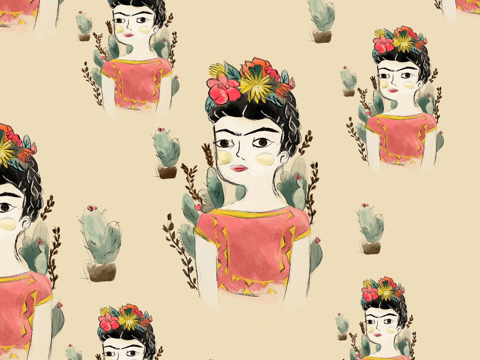 Frida Kahlo pattern design by albergraphics on Dribbble