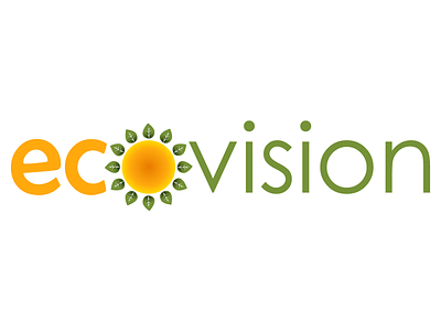 ecovision logo 3 eco green leaf orange sun yellow