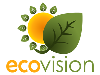 ecovision logo 4 eco green leaf orange sun yellow