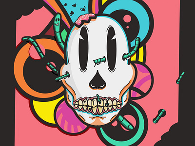 Calavera 1 colors design illustration poster procreate skull stickers