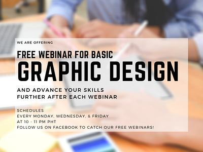 Free Webinar for Basic Graphic Design Poster canva design photoshop editing poster poster design typography