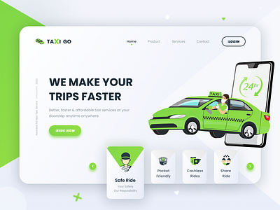 TaXi Go Landing Page branding design graphic design logo ty typography ui