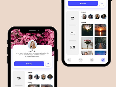 User Profile for Social Media apps app design ui ux