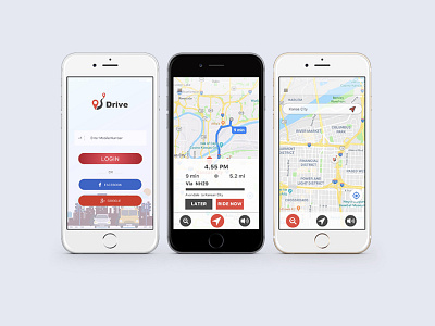 Rent Cab Route app maps minimal ui ux