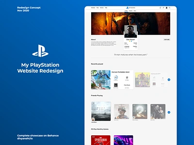 My PlayStation Website (Redesign Concept) design games design gaming website graphicdesign interface minimal playstation playstation4 prototyping redesign concept redesigned typography ui uidesign ux ui uxdesign web website concept website design