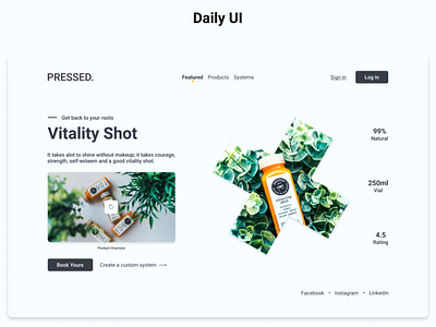 Daily UI Landing Page branding dailyui graphic design interface minimal ui uidesign uiuxdesigner uxdesign