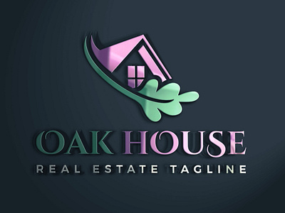 Oak House Green Real Estate Logo Design energy