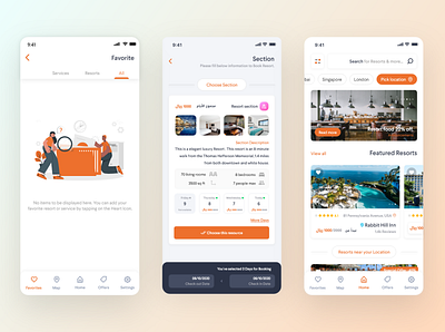 Resort Booking App booking branding design illustration logo mobile app design mobile design mobile ui ui ui ux user interface