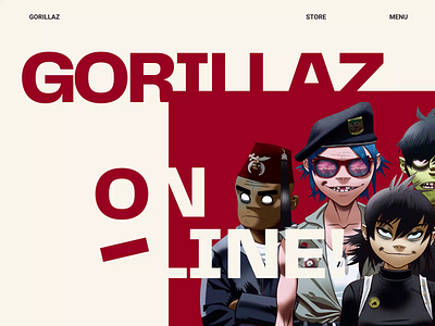 Gorillaz. Main page animation app branding design minimal photoshop typography ui ux web website