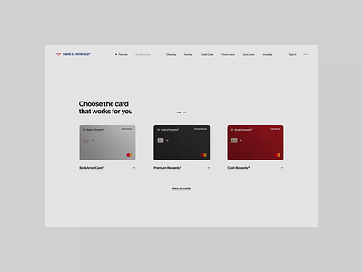 Bank of America. Cards animation app branding design minimal photoshop typography ui ux web website