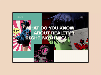 Gorillaz. Main page animation app branding design minimal photoshop typography ui ux web website