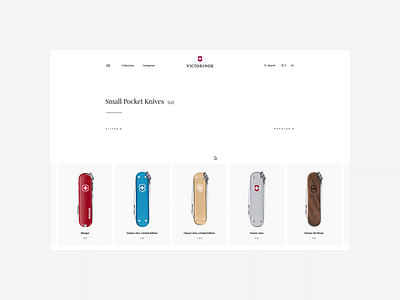 Victorinox — Concept Website. Catalog animation branding design minimal photoshop typography ui ux web website