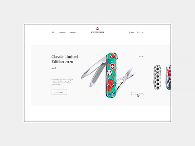 Victorinox — Concept Website. Product page animation branding design minimal photoshop typography ui ux web website