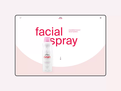 Evian website redesign. Facial spray page animation branding design minimal photoshop typography ui ux web website