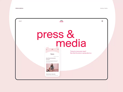 Evian website redesign. Press & Media animation branding design minimal photoshop typography ui ux web website
