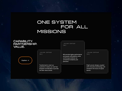 ULA — New Website. Vulcan Centaur Rocket animation design minimal ui ux web