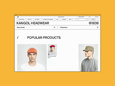 Kangol Website ✦ E-commerce. Home page animation design minimal ui ux web