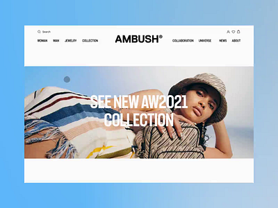 AMBUSH — E-commerce redesign. Catalog animation design minimal ui ux web