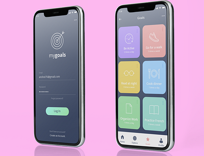 my goals app UI/UX design adobe illustrator adobe photoshop adobexd android app art branding design icon illustration ios app design iphone mockup logo mobile mockups typography ui ux vector