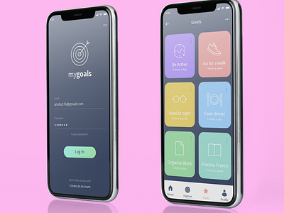 my goals app UI/UX design