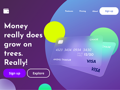 Glassmorphism Payment Card Web Landing Page