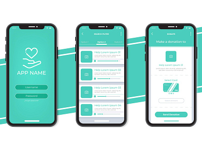 Charity app concept adobe illustrator adobexd app art design mobile mockups ui ux vector