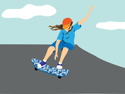 A girl on skateboard design illustration