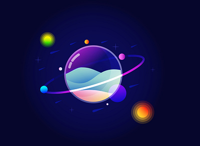 Glass Planet adobe illustrator art galaxy glass glass planet glassmorphism graphic design illustrator shiny planet