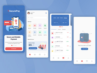 Secure Pay balance credit design figma illustration payment paymentapp redesign schedule secure secureapp transaction ui ux wallet