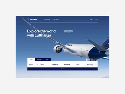 Lufthansa — Website concept. Main animation app design graphic design minimal typography ui ux web website